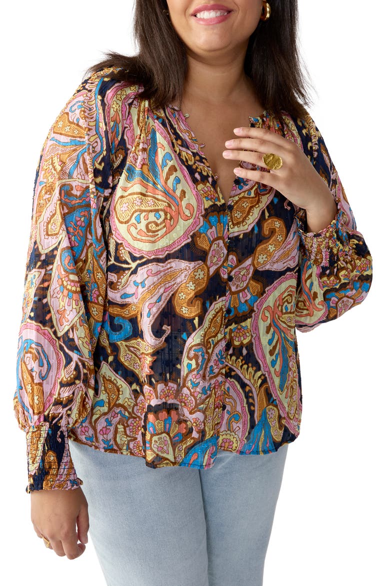 Print Metallic Top, Alternate, color, TAPESTRY
