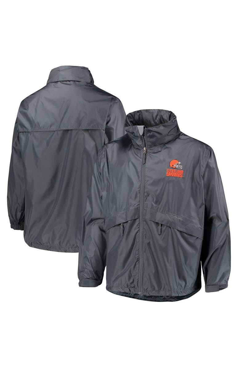DUNBROOKE Men's Dunbrooke Graphite Cleveland Browns Circle Sportsman Waterproof Packable Lightweight Full-Zip Jacket, Alternate, color, 