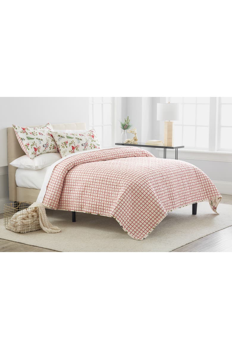 Nature's Holiday Cotton Quilt Set  - Reversible and Machine Washable, Alternate, color, Red