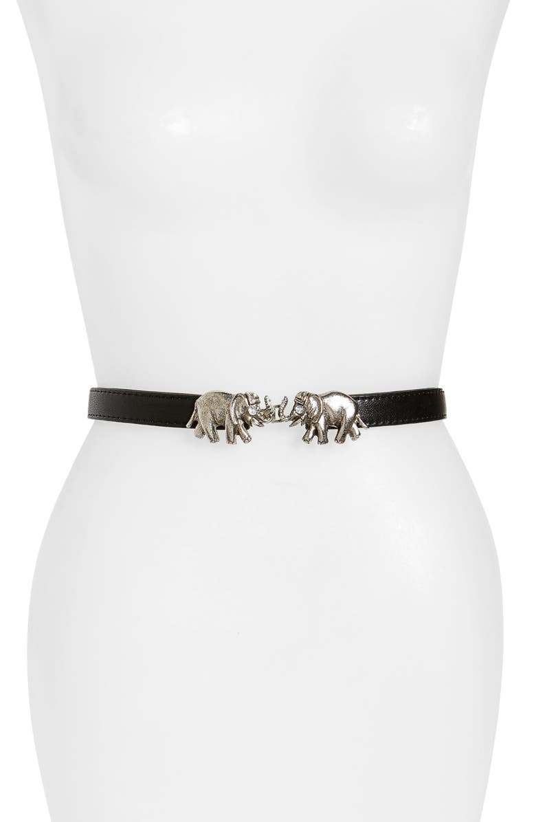 Raina Carraway Elephant Buckle Leather Belt, Main, color,