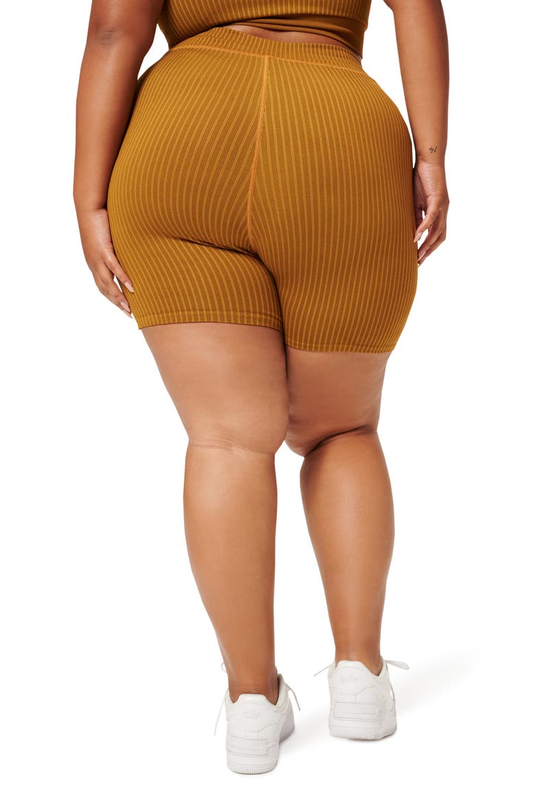 Seamless Rib Bike Shorts, Alternate, color, BRONZE BROWN001