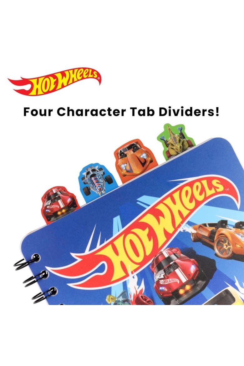 4 Tab Journal, Hot Wheels, 160 Pages, Racing Themed Spiral Notebook 3+, Alternate, color, Multicolored