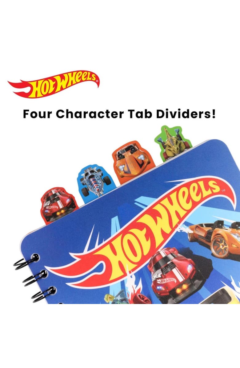 Inkology 4 Tab Journal, Hot Wheels, 160 Pages, Racing Themed Spiral Notebook 3+, Alternate, color, 