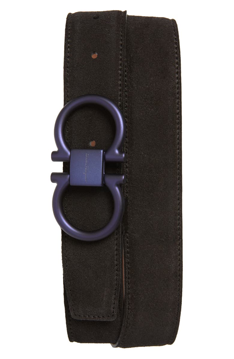 FERRAGAMO Salvatore Ferragamo Double Gancio Buckle Suede Belt, Main, color, 
