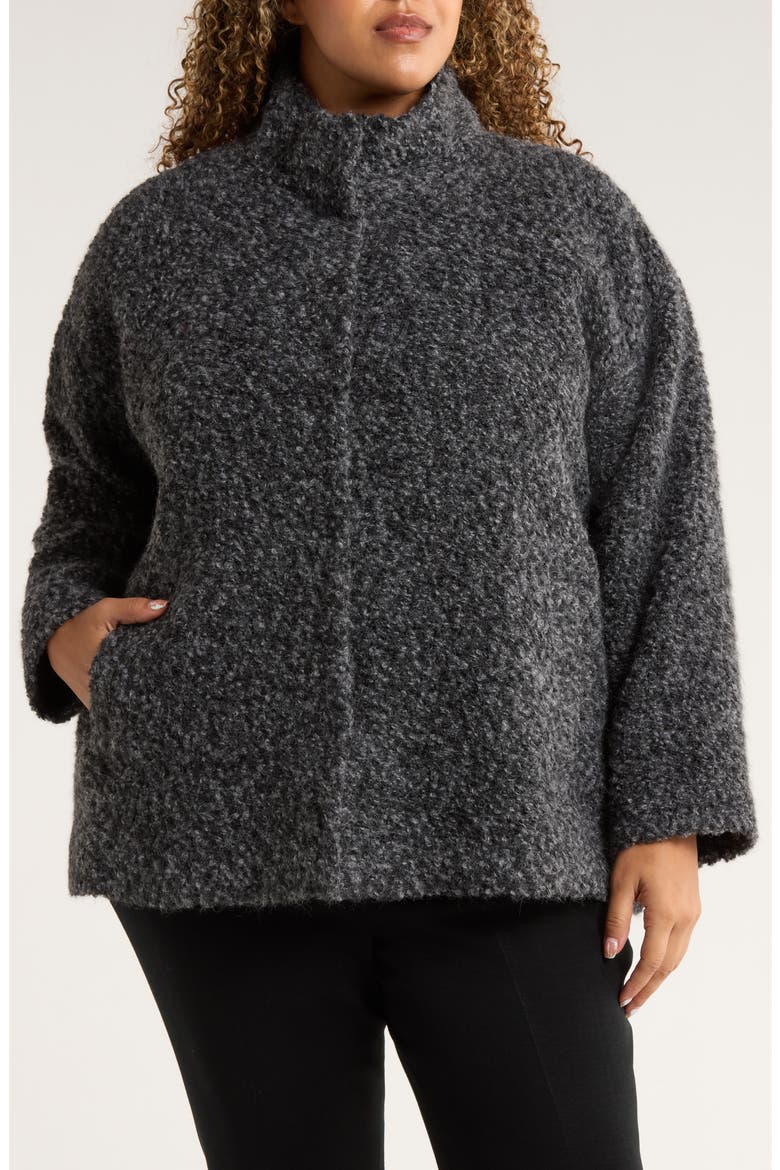 Alpaca & Wool Blend Short Coat, Alternate, color, CHARCOAL ASH