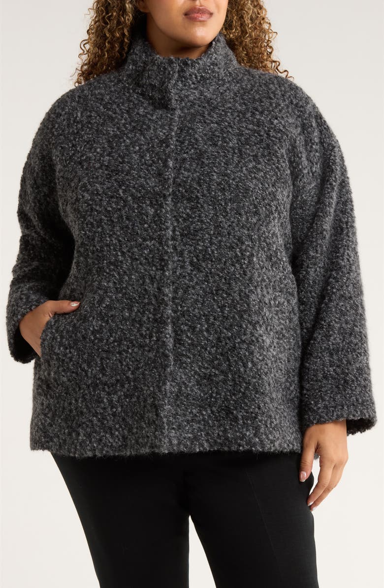 Eileen Fisher Alpaca & Wool Blend Short Coat, Alternate, color, Charcoal Ash