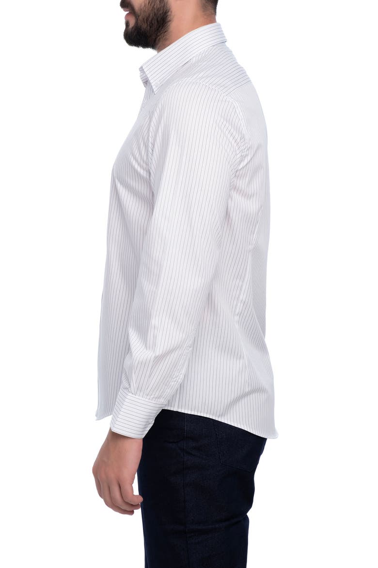 Stripe Cotton Slim Fit Button Down Shirt, Alternate, color, WHITE