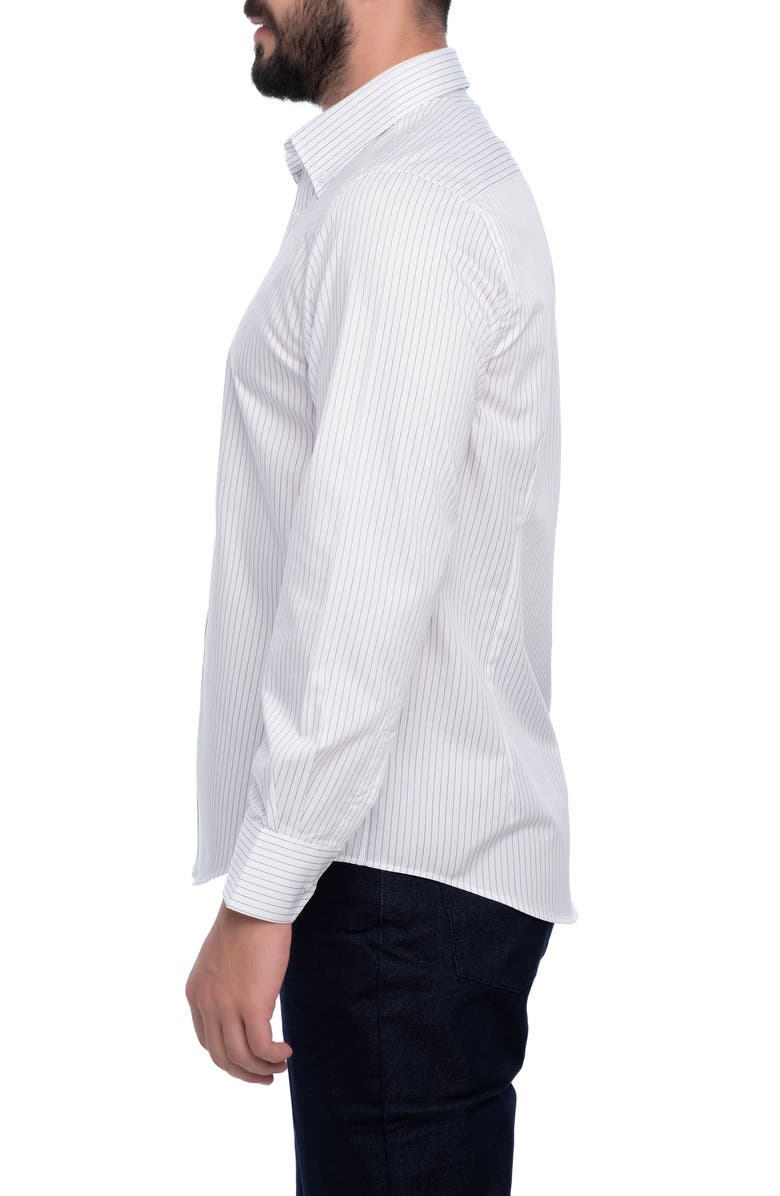 VELLAPAIS Stripe Cotton Slim Fit Button Down Shirt, Alternate, color, White