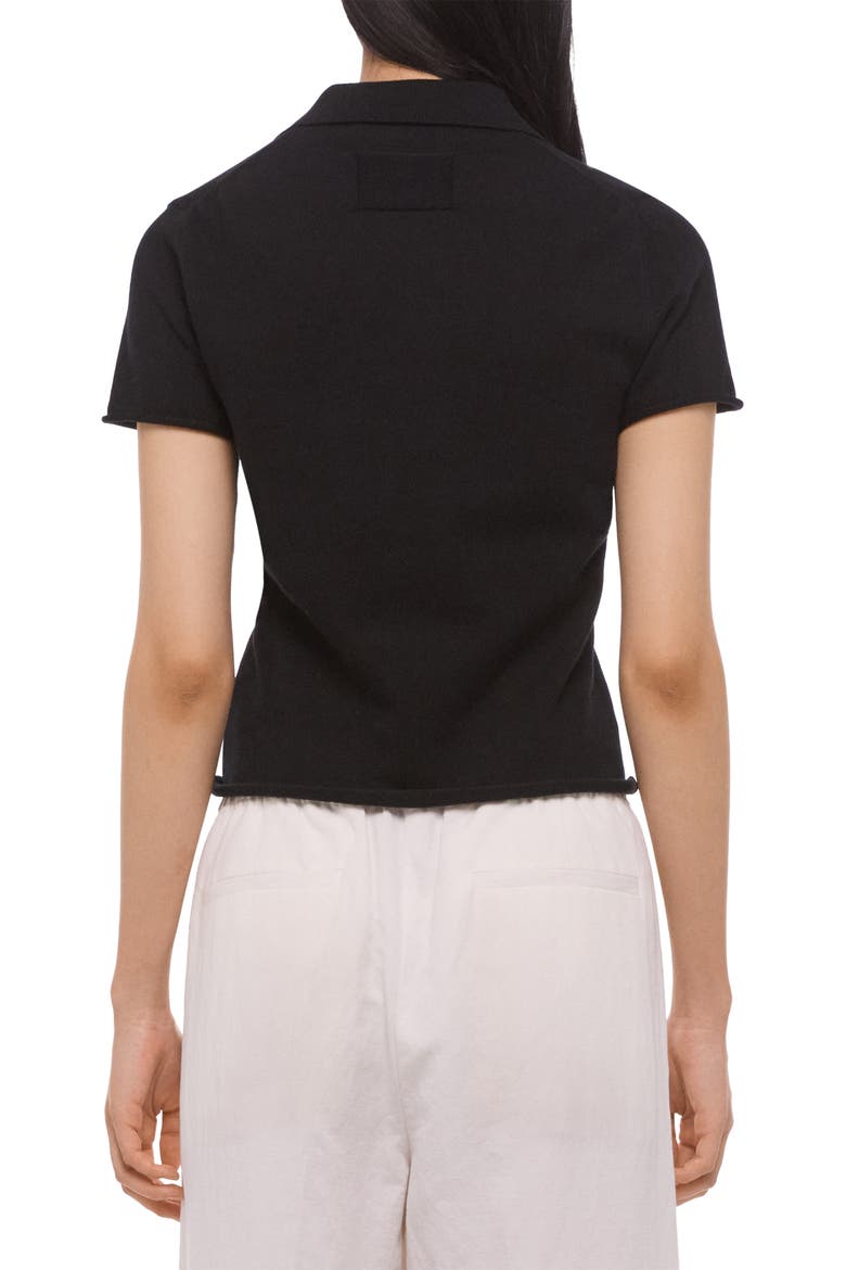 Shrunken Knit Polo, Alternate, color, BLACK