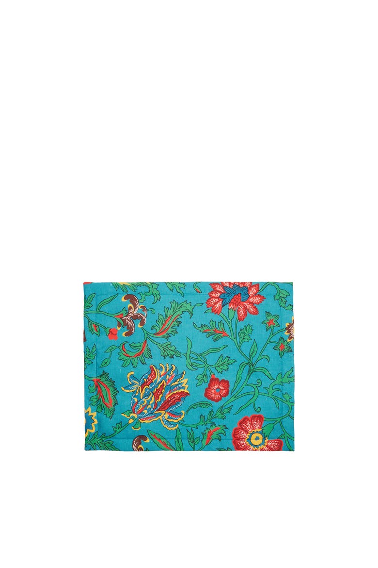 Placemats Set Of 2 (35X45) Dragon Flower Turche Turquoise, Main, color, Dragon Flower Turche Turquoise