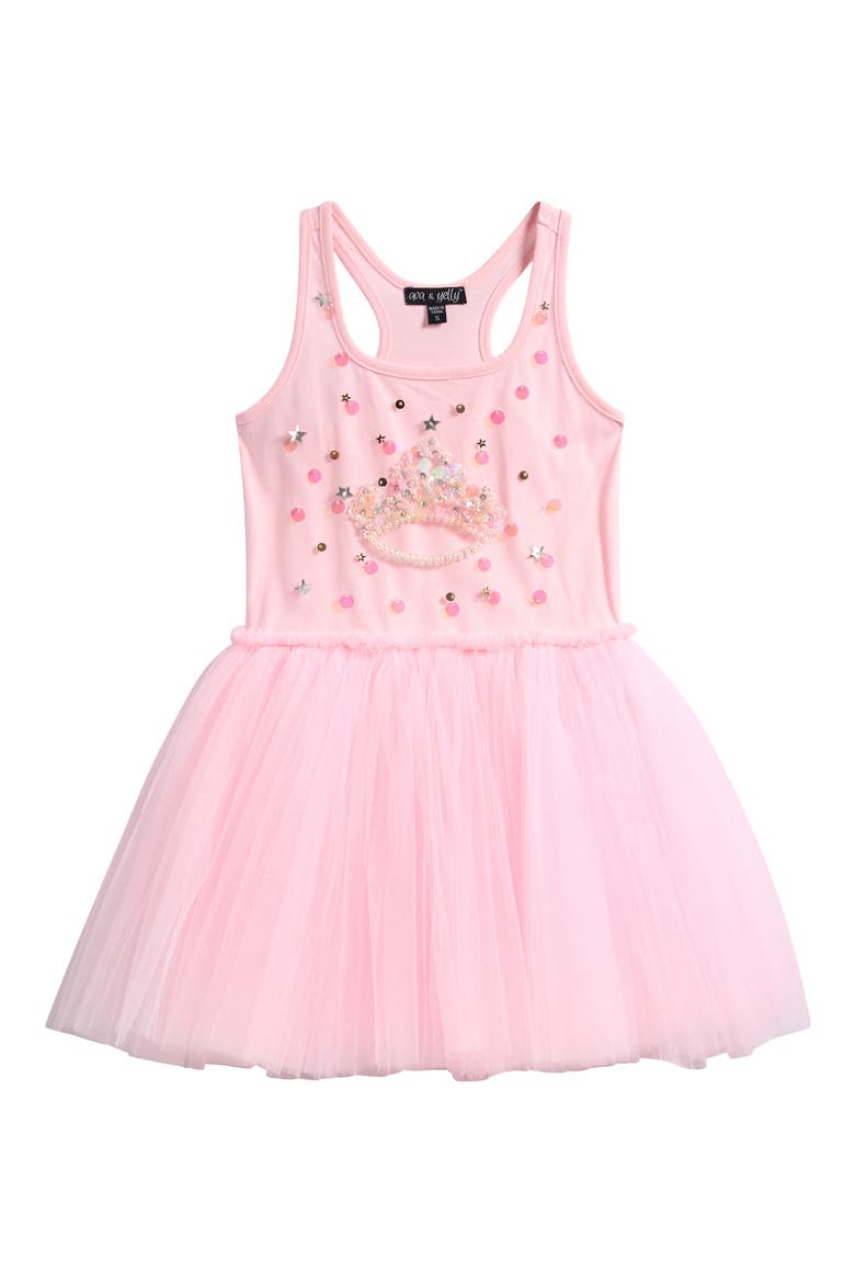 Kids' Tiara Embellished Tutu Party Dress, Main, color, BLUSH
