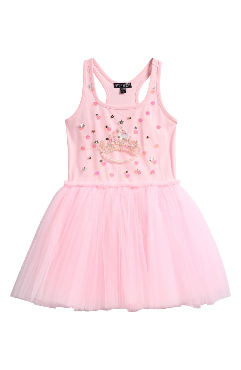 Ava & Yelly Kids' Tiara Embellished Tutu Party Dress, Main, color, 
