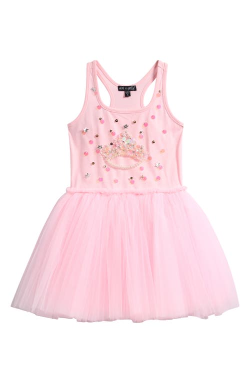 Ava & Yelly Kids' Tiara Embellished Tutu Party Dress In Blush
