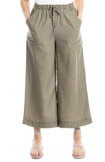 MAX STUDIO MAX STUDIO HEATHERED CROP WIDE LEG PANTS