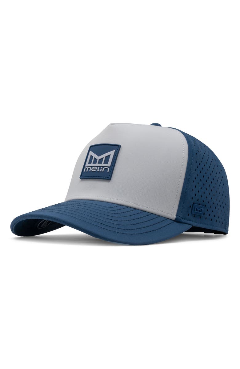 Melin Odyssey Stacked Sea Port Hydro Adjustable Performance Ball Cap, Main, color, Steel Blue/ White