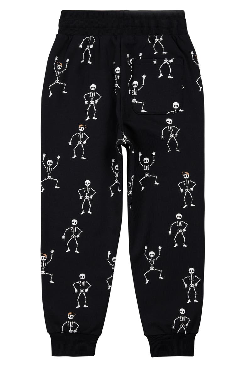 Kids' Skeleton Print Knit Jogger Pants, Alternate, color, BLACK
