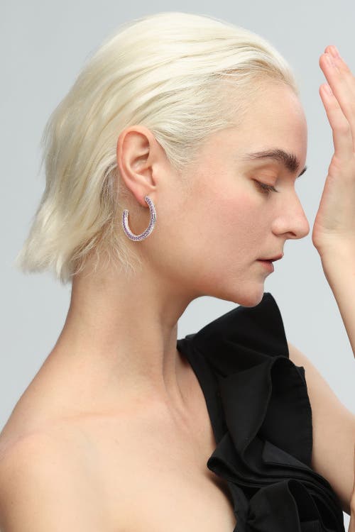 Classicharms Cubic Zirconia Molten C Hoop Earrings In Silver