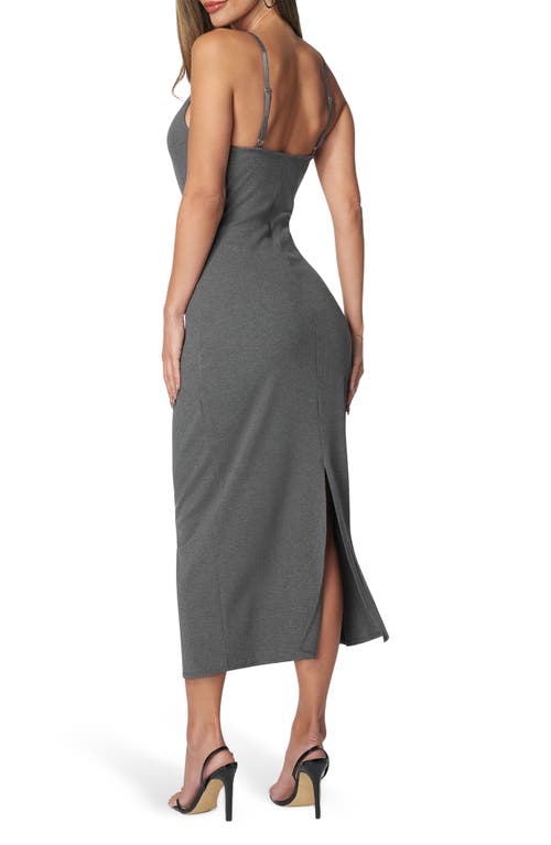 Bebe Donna Ricco Ribbed Midi Dress In Charcoal
