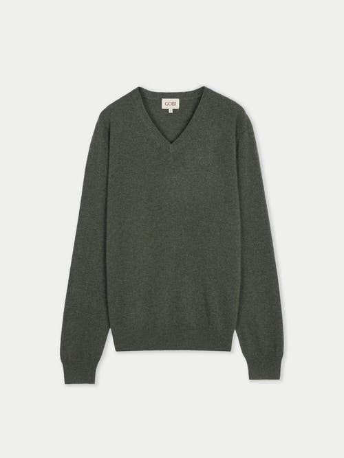 Gobi Mongolian Cashmere Cashmere V-neck Sweater In Black Forest