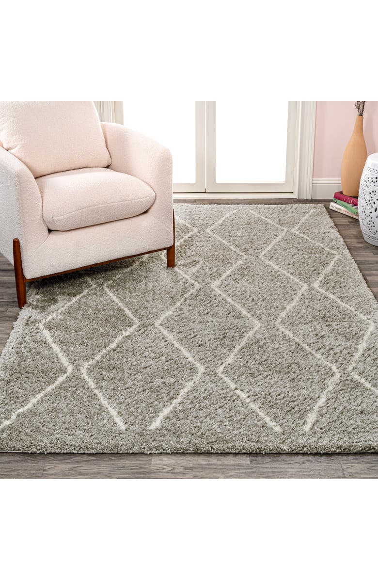 JONATHAN Y Catala Moroccan Diamond Shag Area Rug, Alternate, color, Gray/Ivory