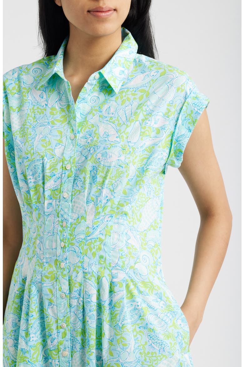 Tonya Print Midi Shirtdress, Alternate, color, DAY DREAM BLUE THROW ME A LINE