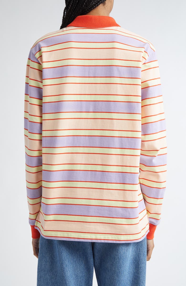 JW Anderson Oversize Stripe Contrast Trim Long Sleeve Polo, Alternate, color, 