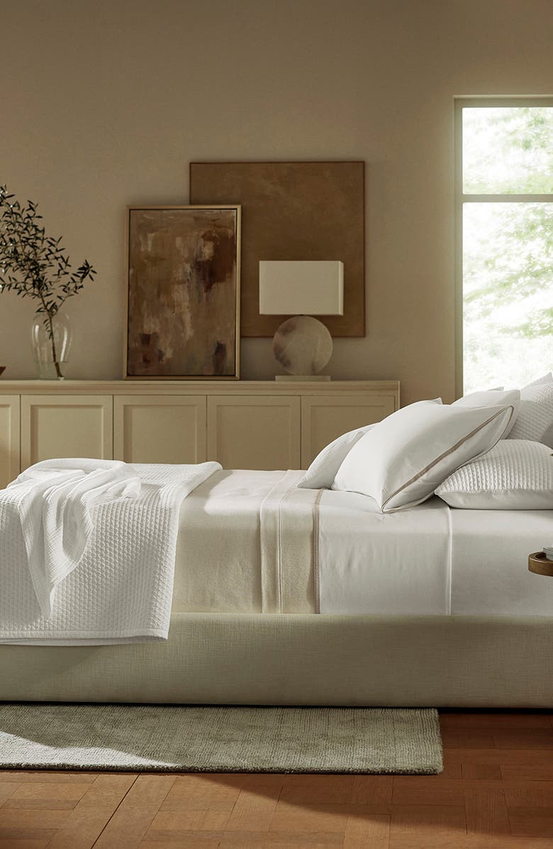 Boll & Branch Framed Percale Pillowcases, Alternate, color, White/ Oak