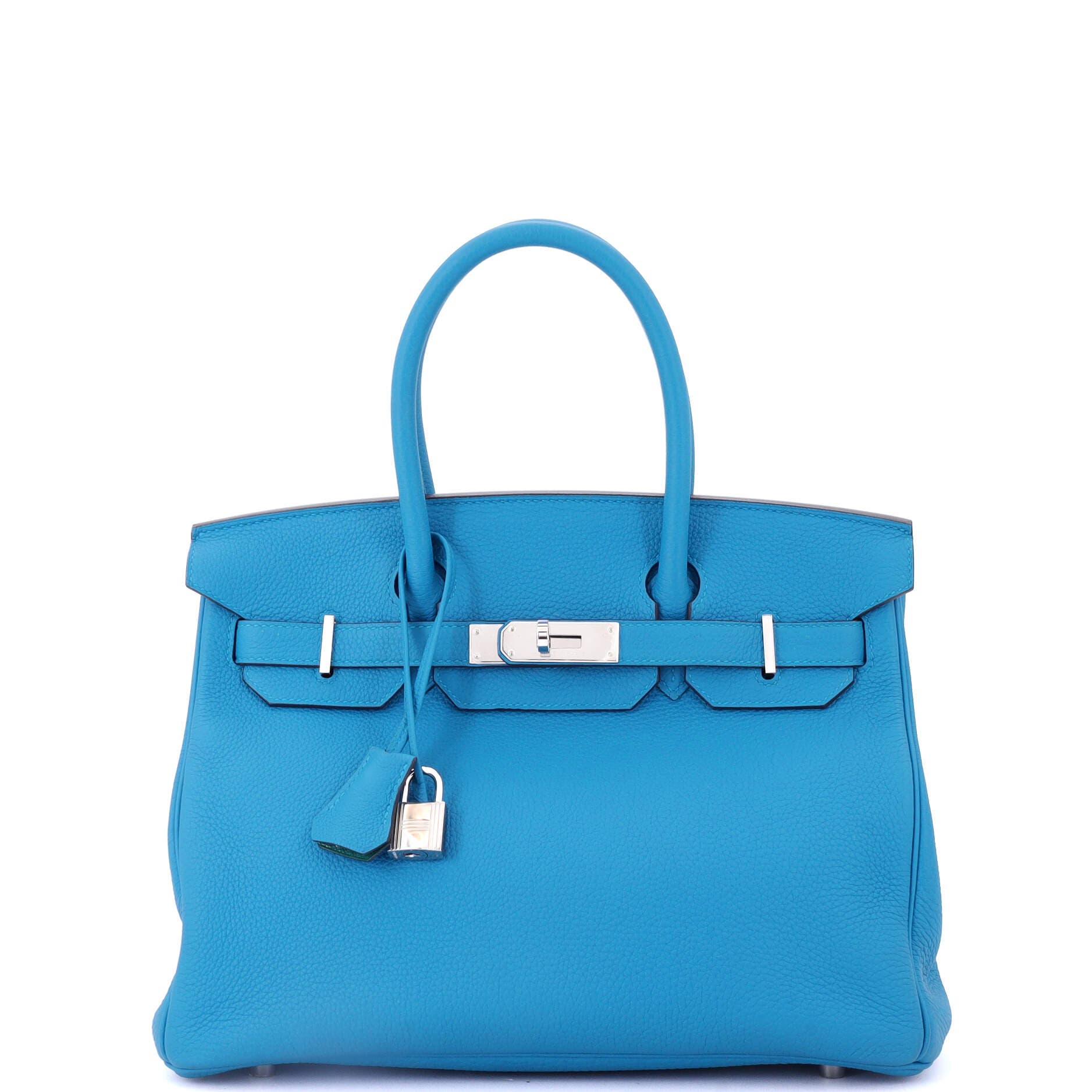 Pre-Owned Hermes Birkin Handbag Verso Togo with Palladium Hardware 30, Main, color, Bleu Zanzibar/Malachite
