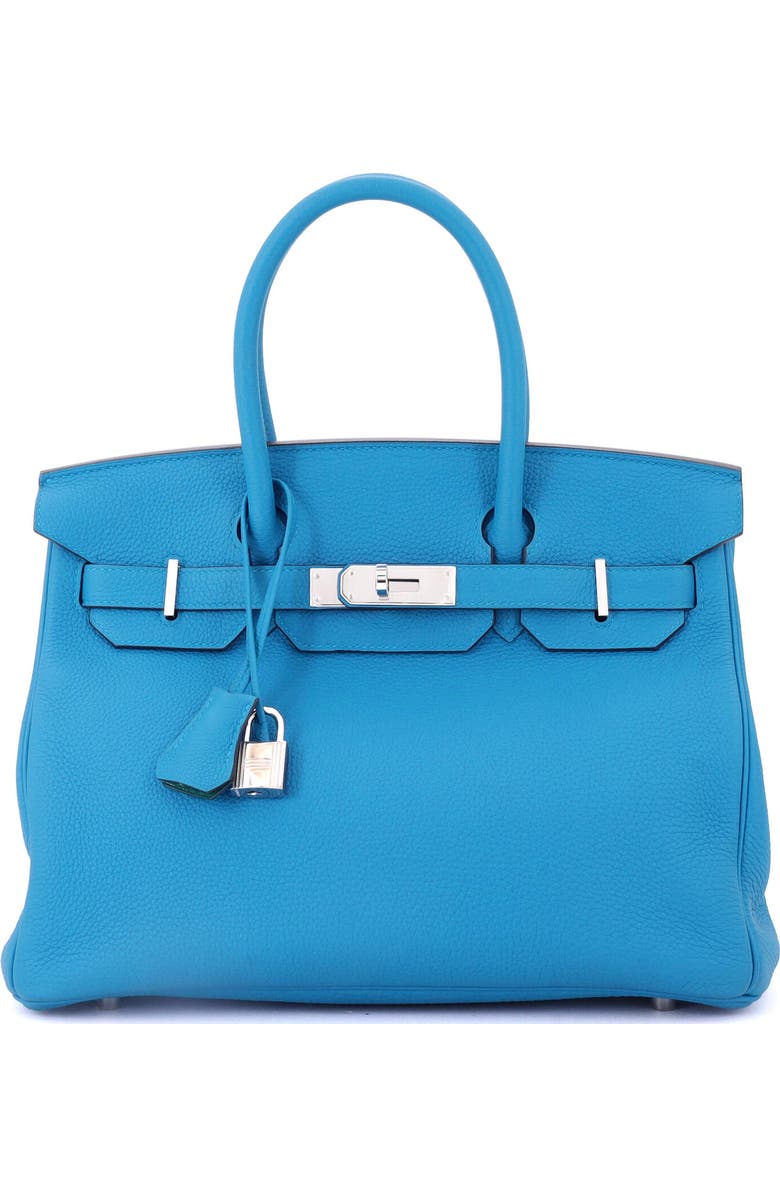Pre-Owned Hermes Birkin Handbag Verso Togo with Palladium Hardware 30, Main, color, Bleu Zanzibar/Malachite