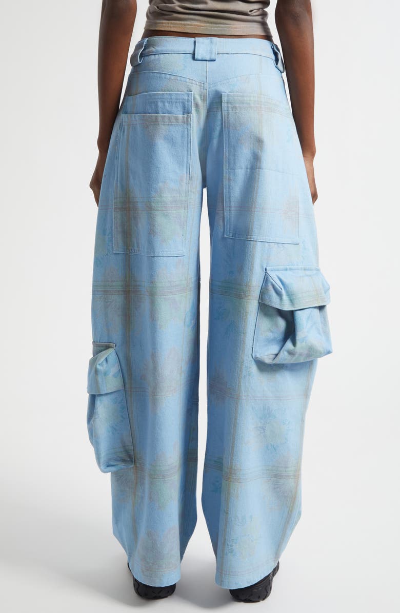 Collina Strada Lawn Floral Plaid Cargo Jeans, Alternate, color, Denim Picnic