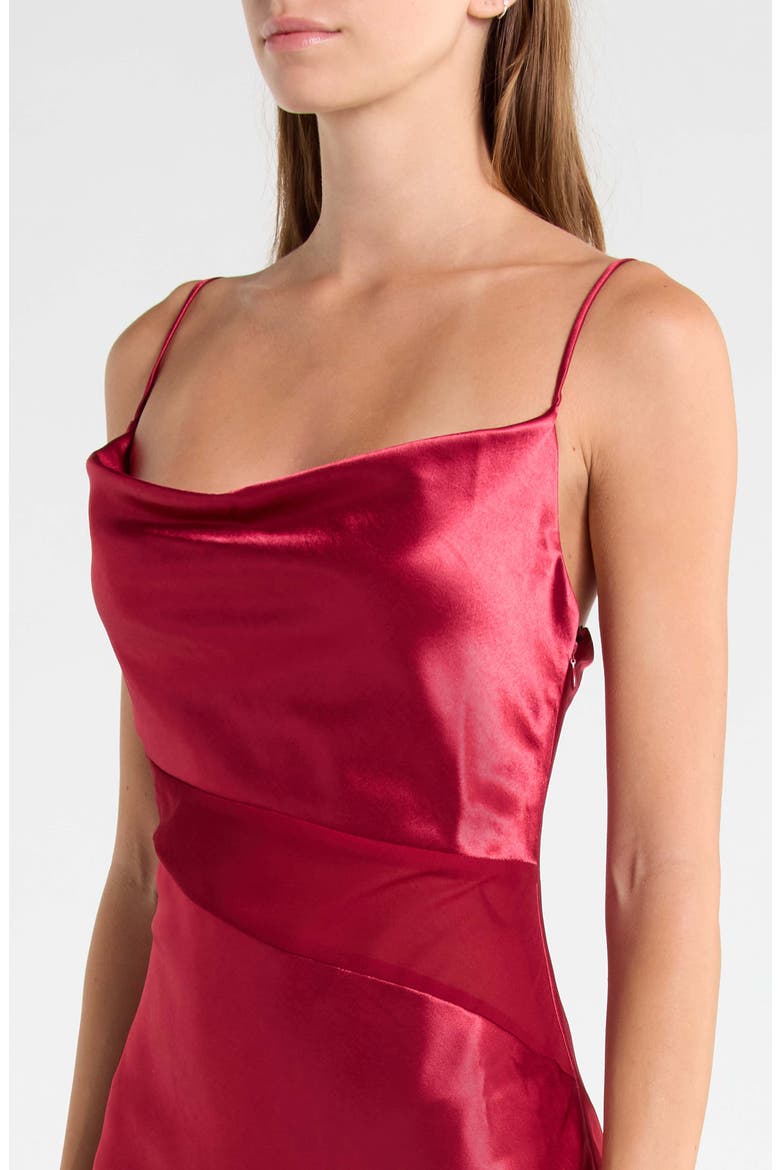 Lainey Asymmetric Midi Dress, Alternate, color, WINE RED