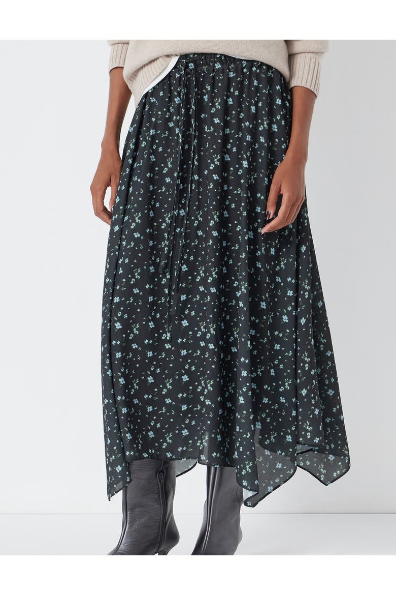Kaia Chiffon Hanky Hem Skirt, Main, color, Ditsy Floral Black