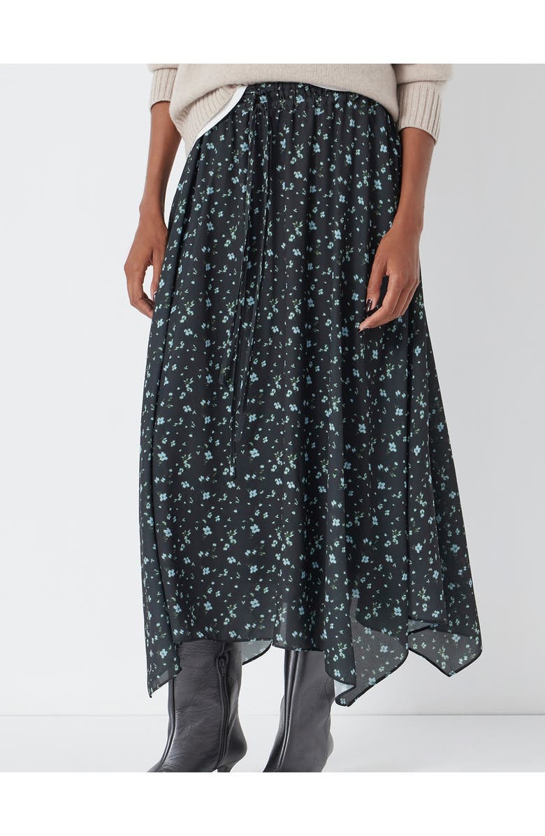 Hush Kaia Chiffon Hanky Hem Skirt, Main, color, Ditsy Floral Black