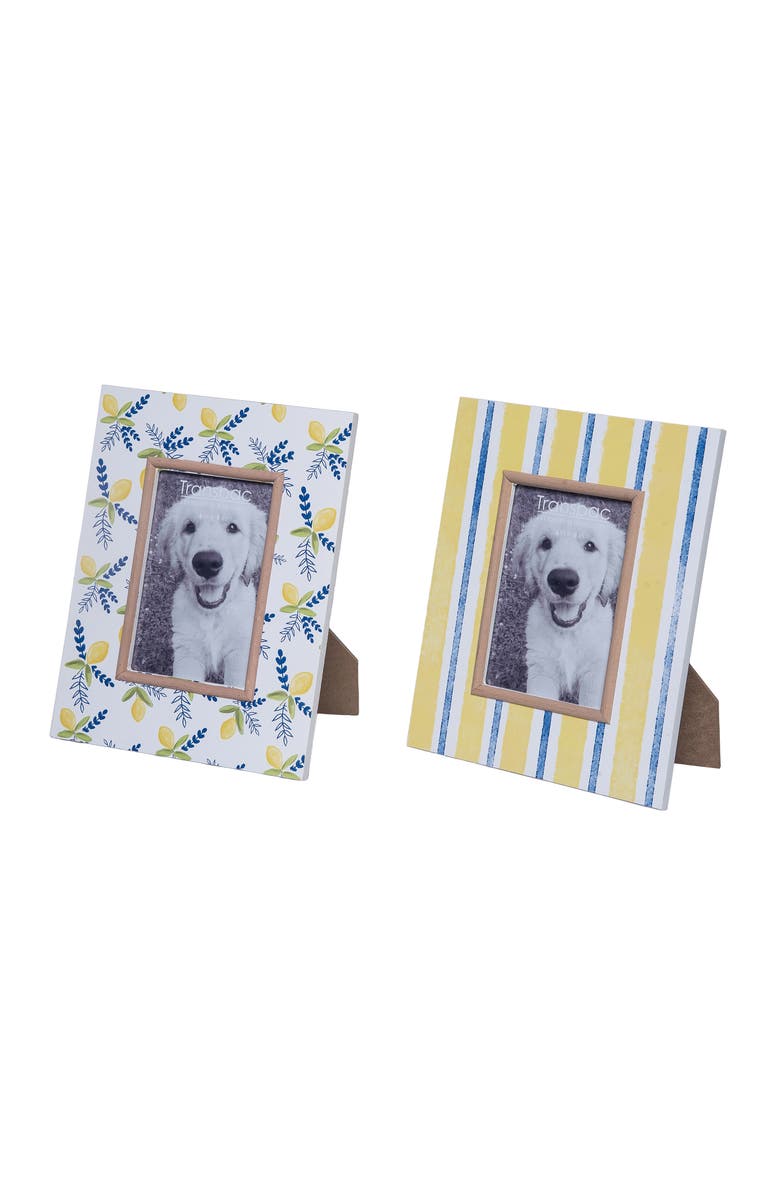 Transpac MDF Photo Frame Citrus Set of 2 Multicolored for Display and Entertaining, Main, color, Yellow