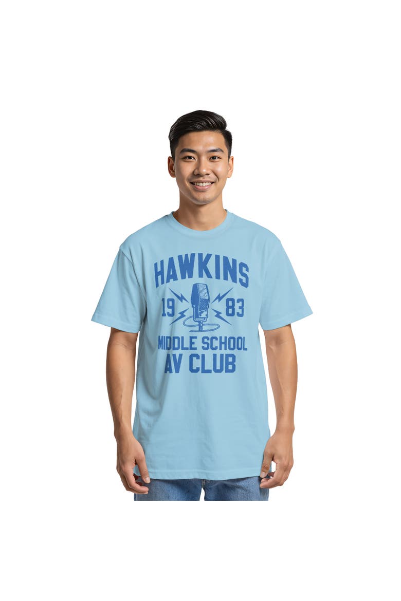 Netflix Men's Stranger Things Hawkins AV Club 1983 Graphic T-Shirt, Main, color, Light Blue