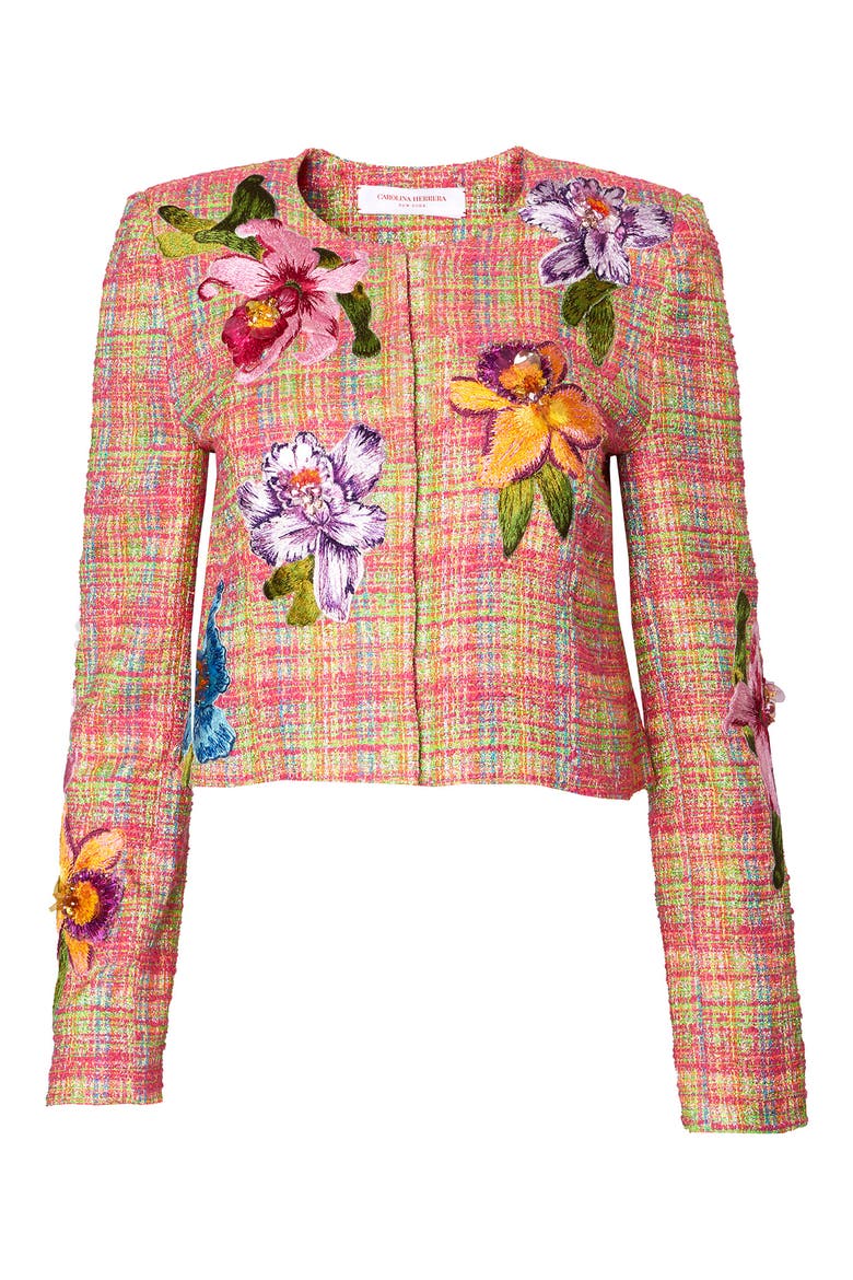 Embroidered Floral Check Jacket, Main, color, IVORY MULTI-COLOR