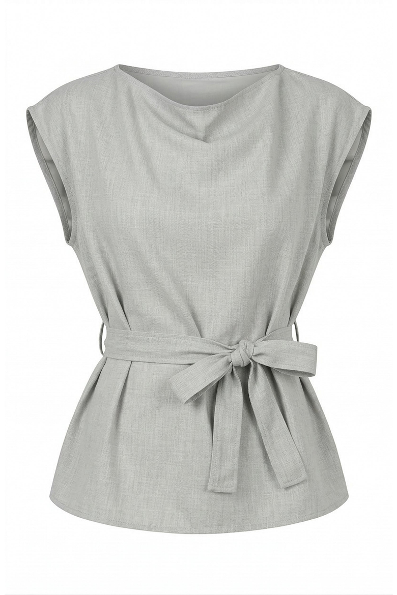 Draped Neck Top, Alternate, color, Light Grey