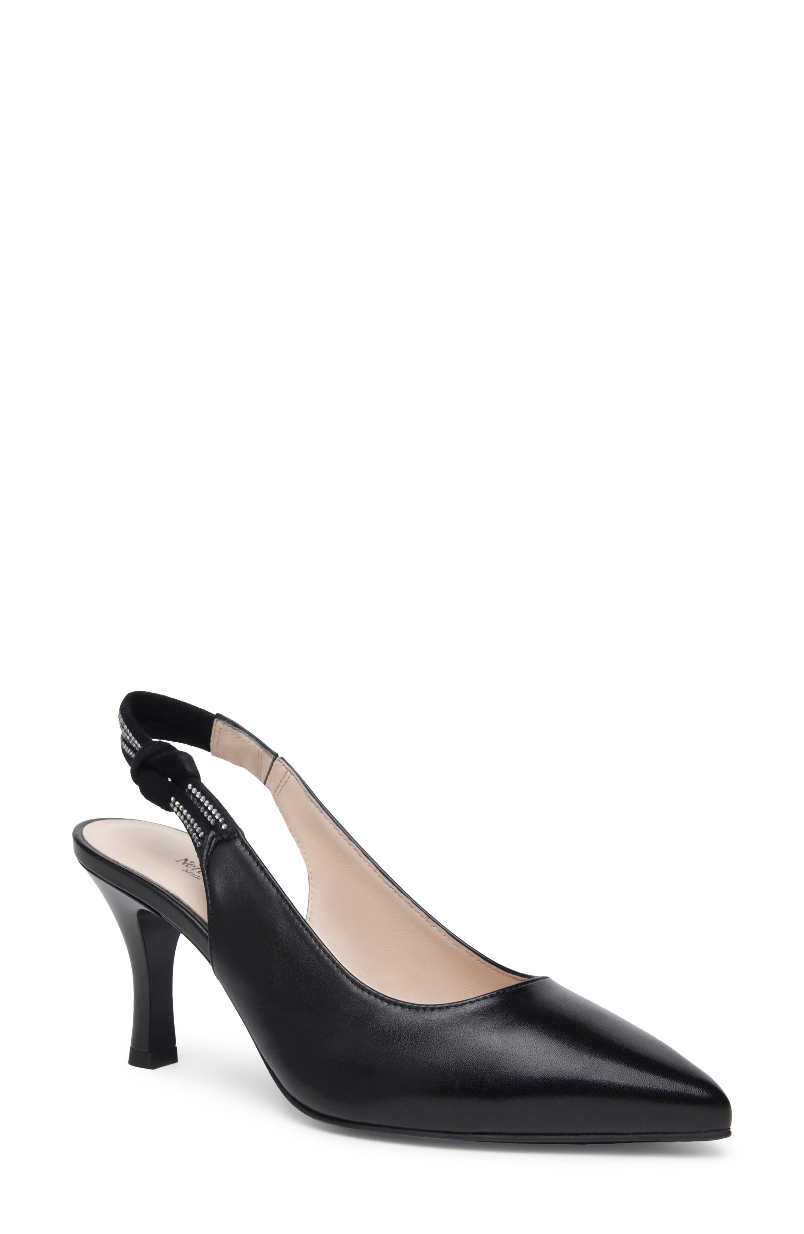 NeroGiardini Pointed Toe Slingback Pump, Main, color, Black