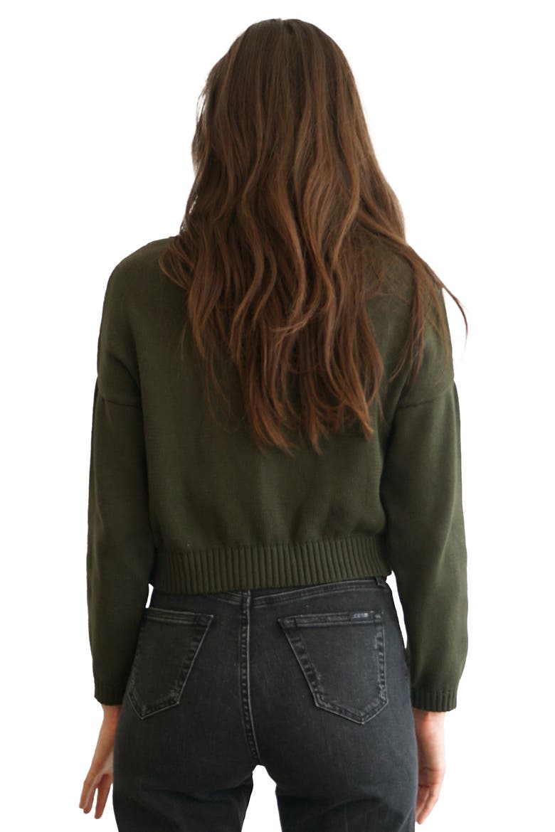Diana Cropped Cardigan, Alternate, color, Forest Green