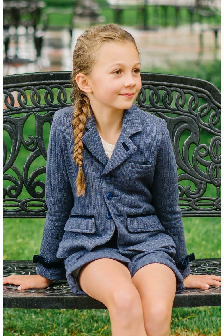 Girls' Fleece Dress Short, Toddler, Alternate, color, Navy Herringbone Fleece