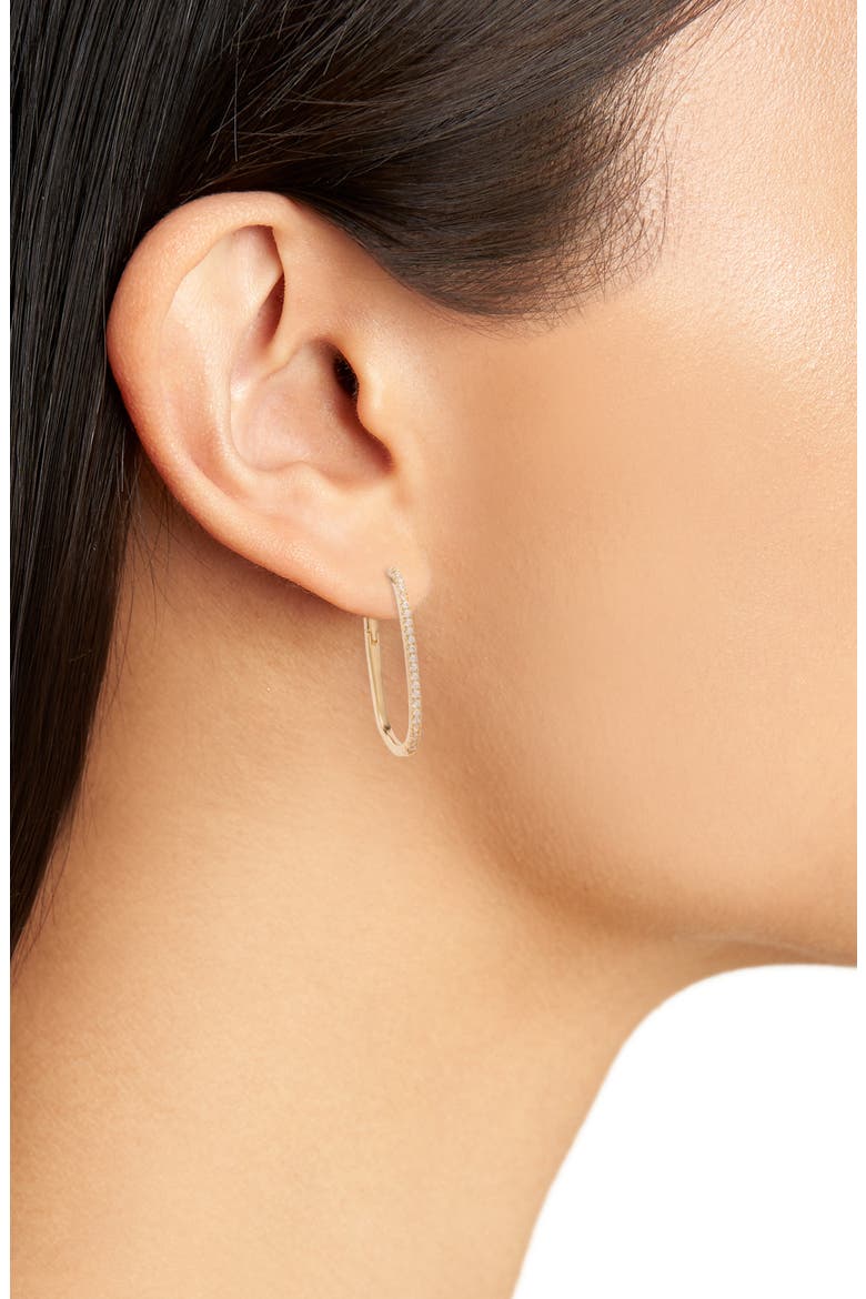 Demi Fine Skinny Oval Hoop Earrings, Alternate, color, 14K GOLD PLATED
