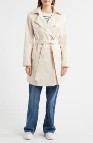 Sam Edelman Hooded Belted Double Breasted Trench Coat