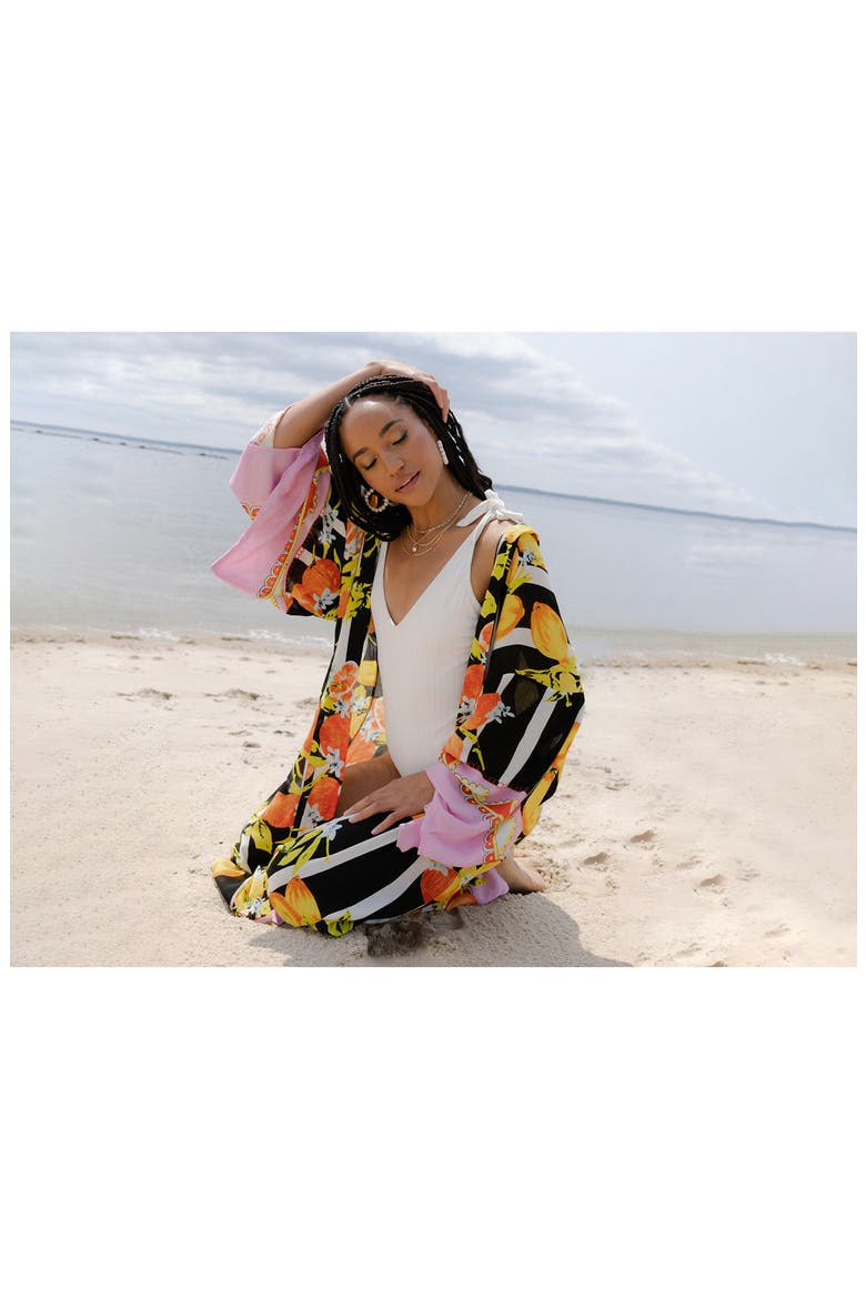 Citrus Motif Maxi Topper, Alternate, color, BLACK