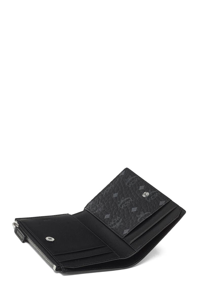 Bifold Zip Card Wallet in Visetos Original, Alternate, color, Black