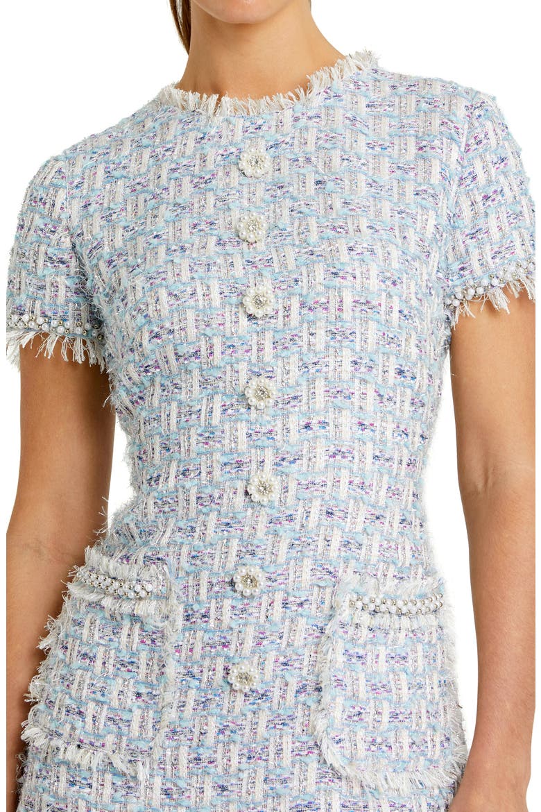 Women's Cap Sleeve Floral Button Detail Shift Dress, Alternate, color, BLUE MULTI