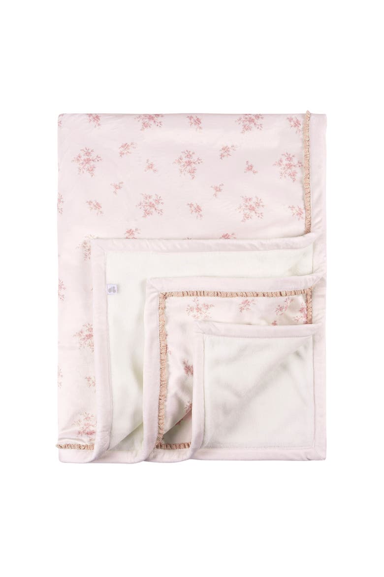 Floral Plush Blanket with Satin Trim, Main, color, Pink Floral
