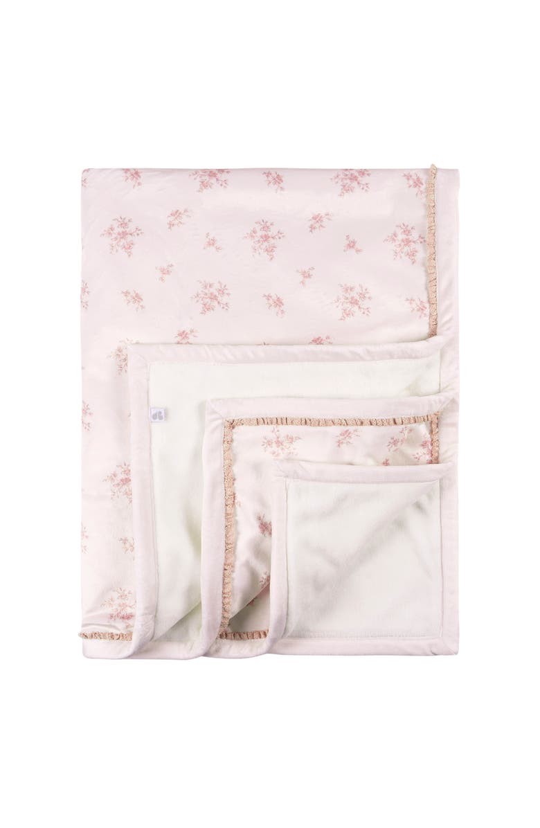 Just Born Floral Plush Blanket with Satin Trim, Main, color, Pink Floral