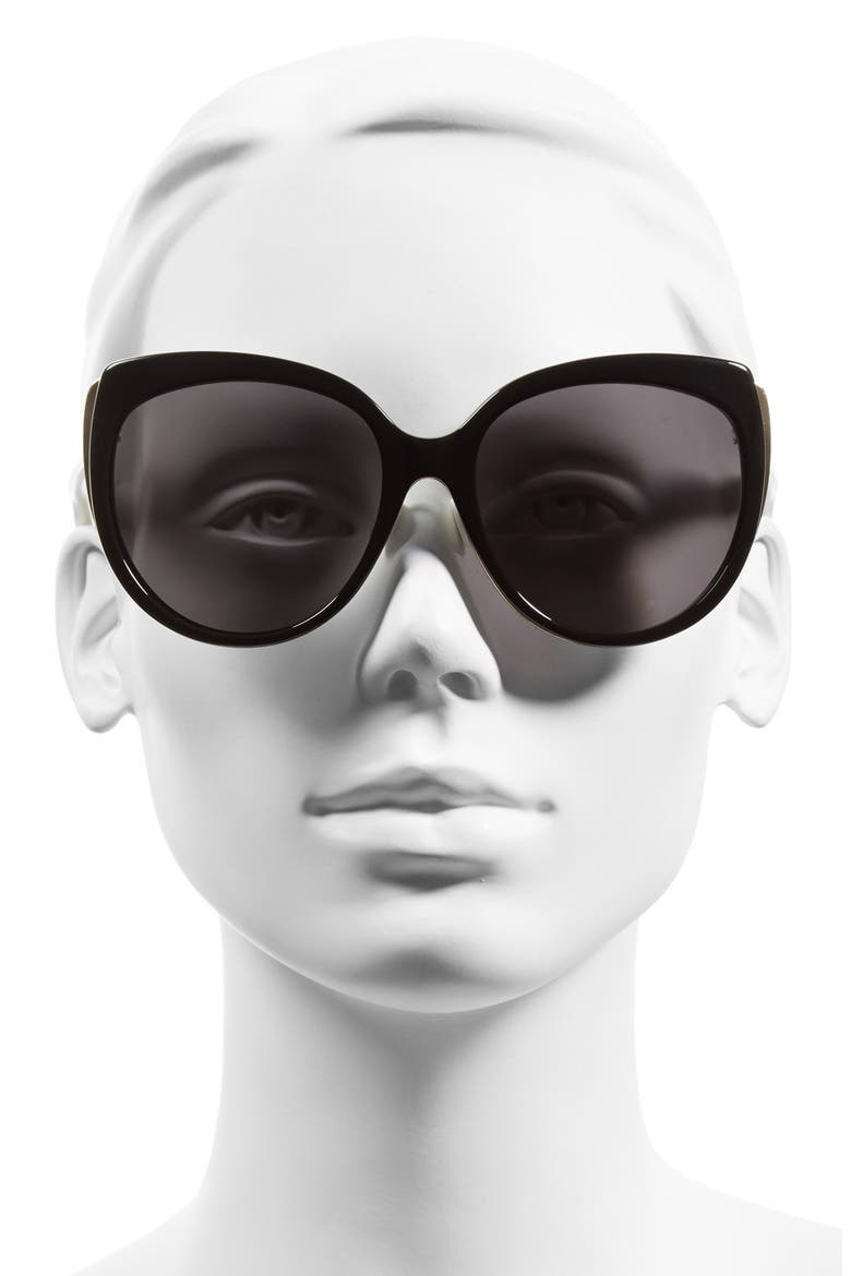 'Diorific' 57mm Oversized Sunglasses, Alternate, color, BLACK/ GOLD/ WHITE