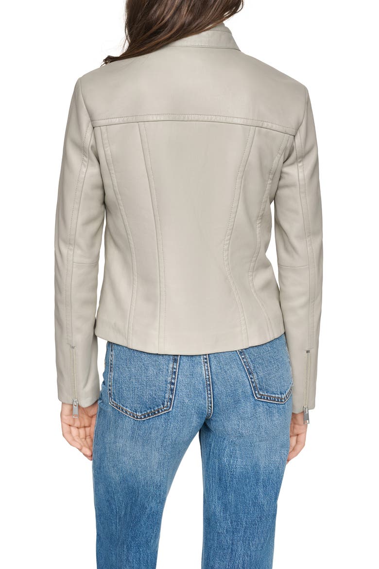 Tilda Leather Racer Jacket, Alternate, color, STONE