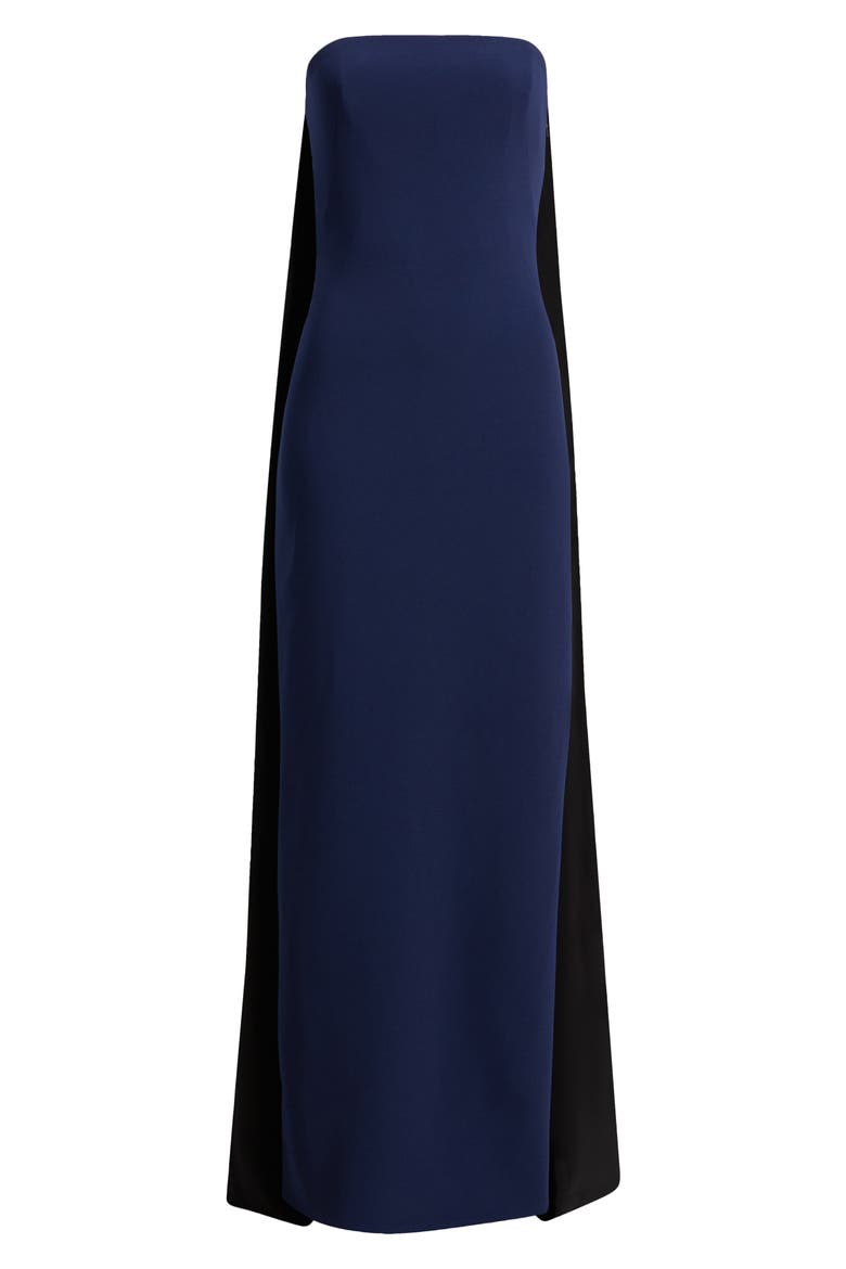 Strapless Crepe Gown, Alternate, color, NAVY/ BLACK